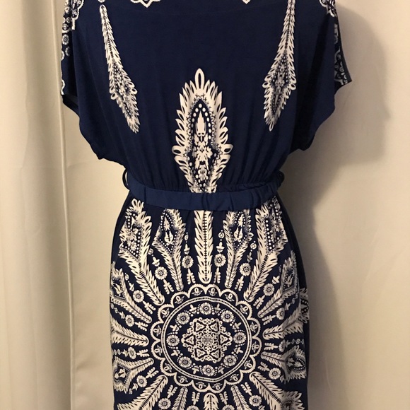 Navy Off The Shoulders Mini Dress - Picture 2 of 3